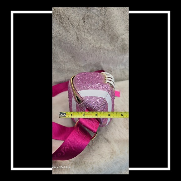 Betsey‎ Johnson Pink Rhinestone Football Crossbody Bag NWT Rare Limited - Picture 9 of 11
